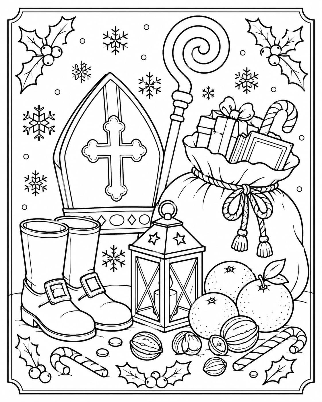 Nikolaus Motiv 10 als kostenloses Ausmalbild für Kinder